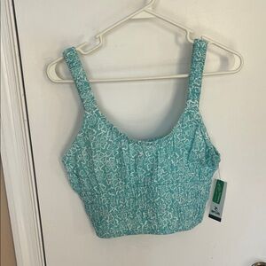 NWT Ripcurl Teal Patterned Crop Top